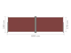 Toldo lateral retrátil/tela de privacidade para pátio jardim terraço varanda 180 x 600 cm marrom 02_0007418