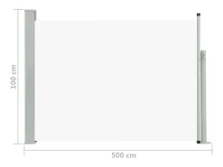 Toldo lateral retrátil/tela de privacidade para pátio jardim terraço varanda 100 x 500 cm creme 02_0007190