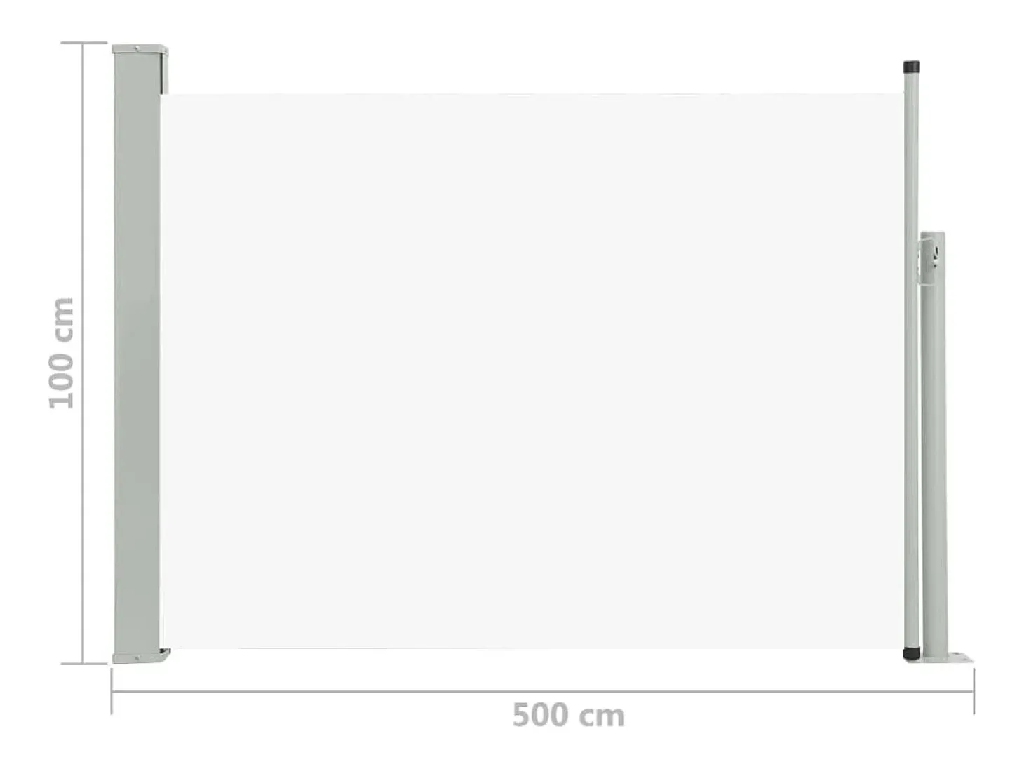 Toldo lateral retrátil/tela de privacidade para pátio jardim terraço varanda 100 x 500 cm creme 02_0007190