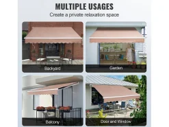 Toldo Retrátil Manual SucceBuy para Pátio, 366 x 305 CM, Toldo Retrátil para Pátio, Abrigo Solar com Manivela