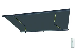 Toldo retrátil motorizado com LEDs e caixa integral 6x3,5 m lona acrílico antracite GALAXA