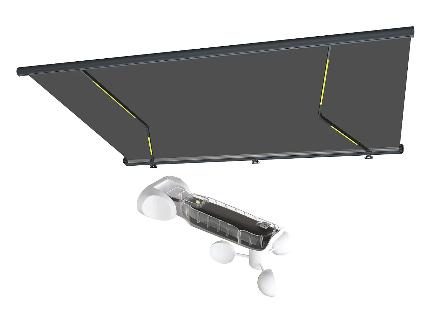 Toldo retrátil motorizado com LEDs com caixa e sensor de vento 5 x 3,5 m antracite - GALAXA