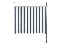 Toldo telescópico em aço e poliéster 400 x 120 x 200-300 cm azul escuro e branco 03_0008344