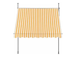Toldo telescópico em aço e poliéster 350 x 120 x 200-300 cm amarelo e branco 03_0008340