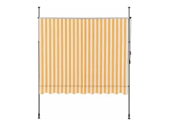 Toldo telescópico em aço e poliéster 350 x 120 x 200-300 cm amarelo e branco 03_0008340