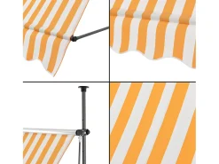 Toldo telescópico em aço e poliéster 400 x 120 x 200-300 cm amarelo e branco 03_0008346