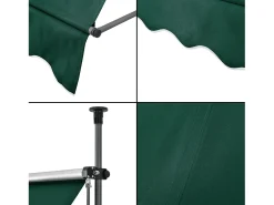 Toldo telescópico em aço e poliéster 350 x 120 x 200-300 cm verde escuro 03_0008342