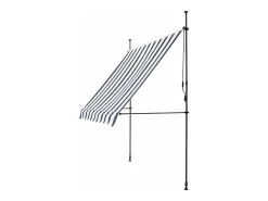 Toldo telescópico em aço e poliéster 200 x 120 x 200-300 cm azul escuro e branco 03_0008320