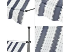 Toldo telescópico em aço e poliéster 200 x 120 x 200-300 cm azul escuro e branco 03_0008320