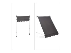 Toldo telescópico para varanda com manivela altura ajustável resistente aos raios UV em poliéster e aço 150 x 120 cm cinza 13_0002541_6