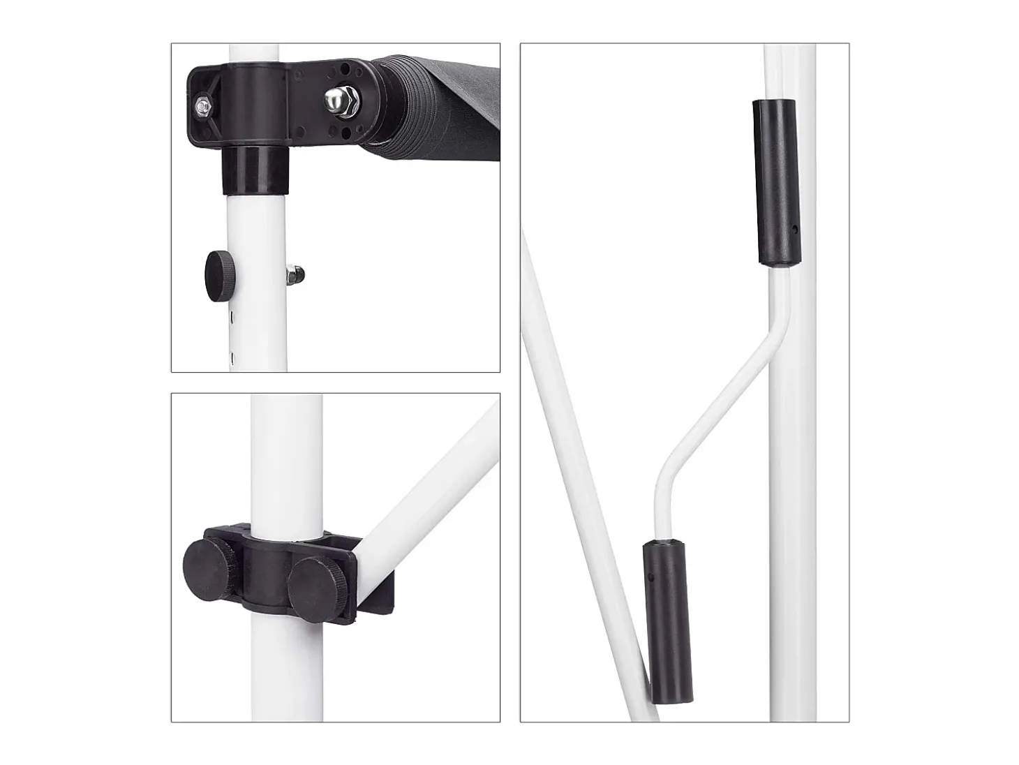 Toldo telescópico para varanda com manivela altura ajustável resistente aos raios UV em poliéster e aço 150 x 120 cm cinza 13_0002541_6