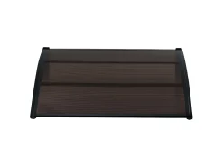 Toldo/cobertura para porta de entrada em alumínio policarbonato ABS resistente às intempéries 120 x 100 cm preto/marrom 03_0004666