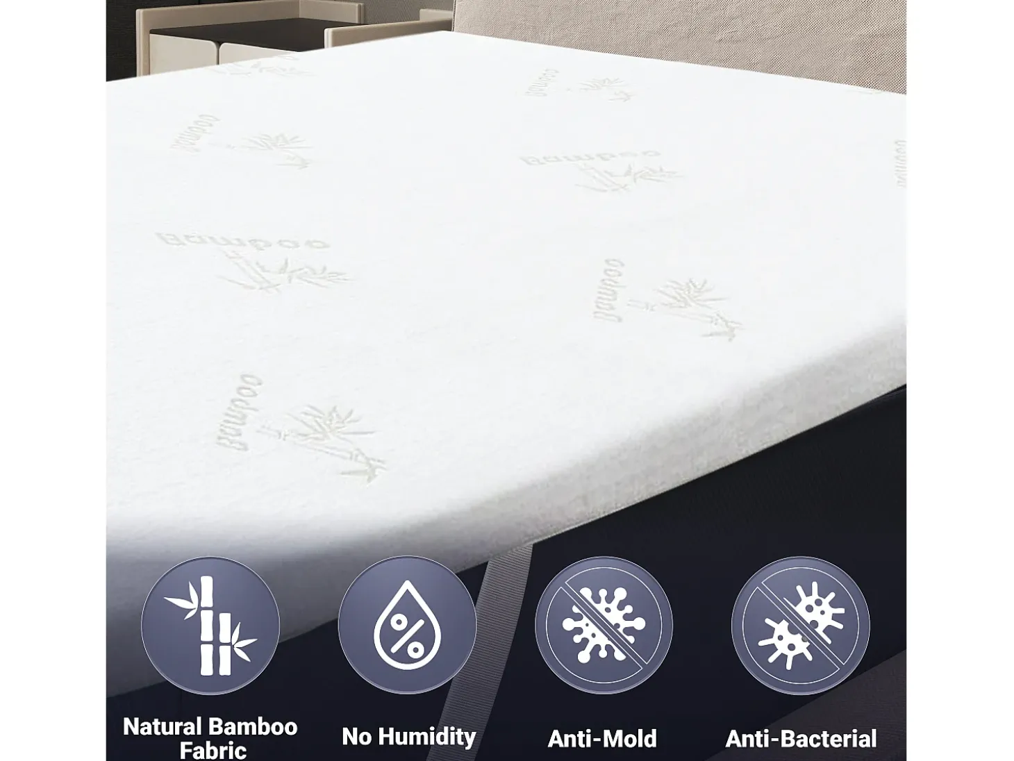 Topper de Látex Natural 160x200 | Bambu respirável, removível