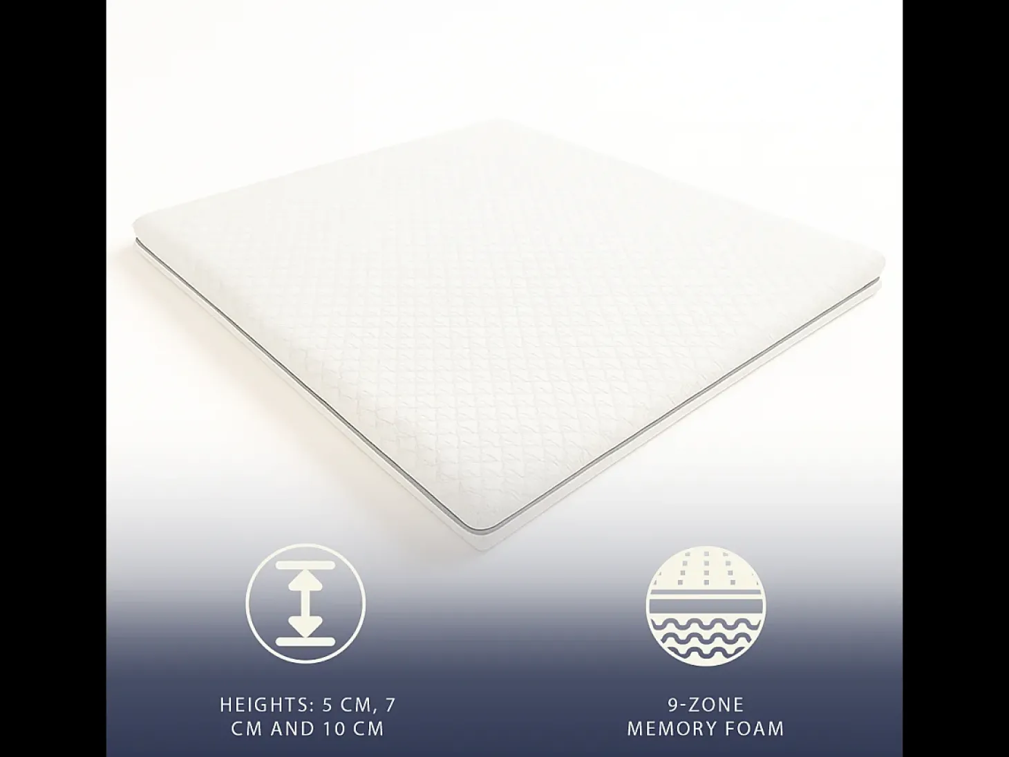 Topper 120x190 uma e meia | Memory 9 Zonas | 7 cm | Capa Removível | Made in Italy