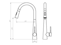 Torneira de cozinha com flexível extraível em aço inoxidável cromado - RONA