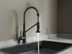 Torneira de cozinha com flexível extraível em aço inoxidável preto fosco - ROFLEX