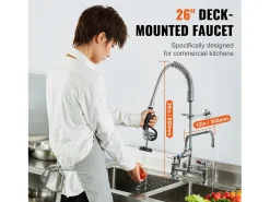 Torneira de Cozinha, SucceBuy Torneira de Lava-loiça de Cozinha Comercial com Pulverizador de Pré-enxaguamento, 66 cm de Altura