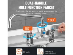 Torneira de Cozinha, SucceBuy Torneira de Lava-loiça de Cozinha Comercial com Pulverizador de Pré-enxaguamento, 66 cm de Altura