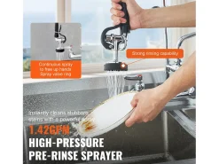 Torneira de Cozinha, SucceBuy Torneira de Parede Comercial - Com Pulverizador de Pré-Enxágue, 63.5 cm