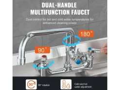Torneira de Cozinha, SucceBuy Torneira de Parede Comercial - Com Pulverizador de Pré-Enxágue, 63.5 cm