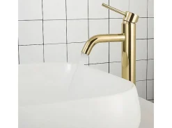 Torneira de lavatório Rea Lungo L. Gold com arejador de cabeça cerâmica