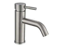 Torneira misturadora arredondada em inox, cor níquel escovado, C4,9 x A17,3 x P16 cm, SALAVAN