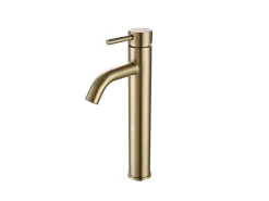 Torneira misturadora mecânica arredondada em aço inoxidável escovado - Dourado - H30,6 cm - SALAVAN