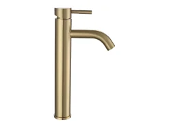 Torneira misturadora mecânica arredondada em aço inoxidável escovado - Dourado - H30,6 cm - SALAVAN