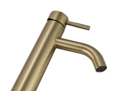 Torneira misturadora mecânica arredondada em aço inoxidável escovado - Dourado - H30,6 cm - SALAVAN