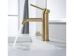 Torneira Para Lavatório Rea Lungo Low Brush Gold