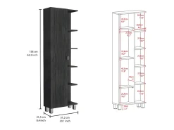 Torre de casa de banho vertical Urano em melamina com 9 prateleiras , 157.9 cm X 51.18 cm X 21.4 cm , Cinzento / prateado
