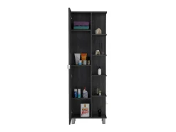 Torre de casa de banho vertical Urano em melamina com 9 prateleiras , 157.9 cm X 51.18 cm X 21.4 cm , Cinzento / prateado