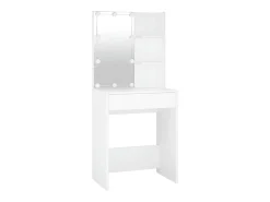 Toucador com 2 armários e luzes LED derivados de madeira branco