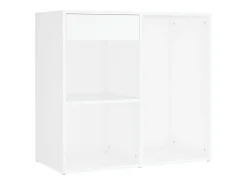 Toucador com 2 armários e luzes LED derivados de madeira branco