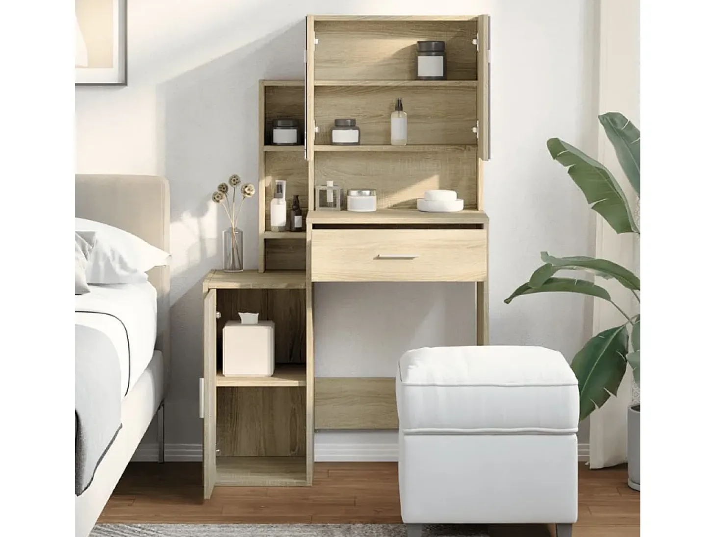 Toucador com armário 80x35x132 cm cor carvalho sonoma
