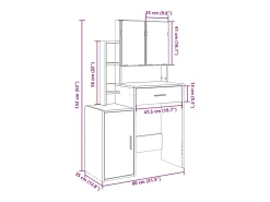 Toucador com armário 80x35x132 cm cor branco