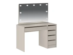 Toucador com espelho com LEDs 5 gavetas cor bege - JENEMI