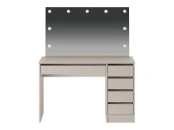 Toucador com espelho com LEDs 5 gavetas cor bege - JENEMI