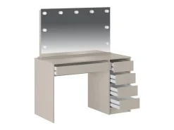 Toucador com espelho com LEDs 5 gavetas cor bege - JENEMI