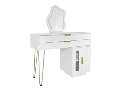 Toucador com espelho e iluminação LED - 2 gavetas e armário amovível - Branco (banco não incluído)