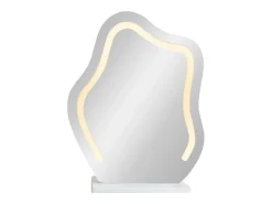 Toucador com espelho e iluminação LED - 2 gavetas e armário amovível - Branco (banco não incluído)