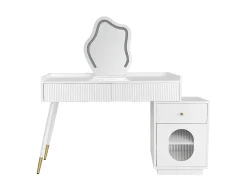 Toucador com espelho e iluminação LED - 2 gavetas e armário amovível - Branco (banco não incluído)