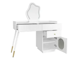Toucador com espelho e iluminação LED - 2 gavetas e armário amovível - Branco (banco não incluído)