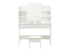 Toucador com espelho LED e banqueta - Branco - Madeira MDF