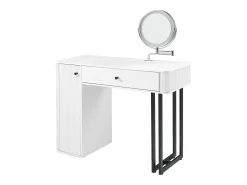 Toucador com espelho LED, gaveta e porta - Branco e preto