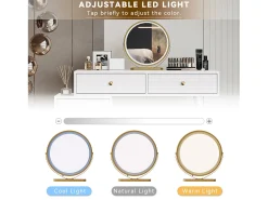 Toucador com espelho LED e 5 gavetas - 100 x 40 x 78 cm - aglomerado - Branco (sem banqueta)