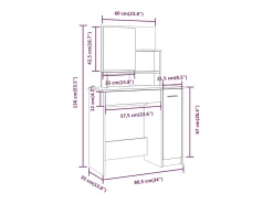 Toucador com espelho 86,5x35x136 cm cor branco