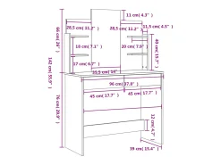 Toucador com espelho 96x39x142 cm cor branco