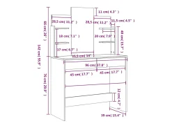 Toucador com espelho 96x39x142 cm cor branco