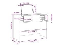 Toucador com espelho 100x45x76 cm branco